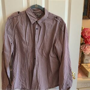 EUC Men's Red/White/Blue Checkered Long-Sleeved Cotton Shirt Size Large